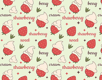 Pattern with strawberries and whipped cream