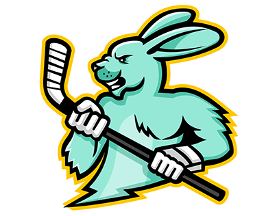 Jackrabbit Ice Hockey Player Mascot