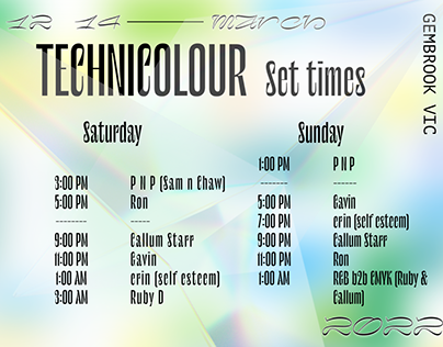 Technicolour set-times