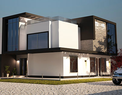 Black & White Architecture Villa Facade - KSA