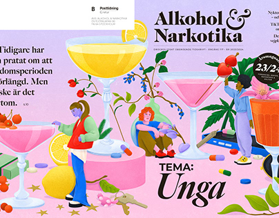 Editorial illustrations for Alkohol & Narkotika