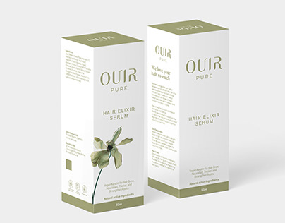 OUIR PURE Hair Elixir Serum Packaging Design