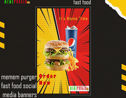 logo and social media banners for meme burger