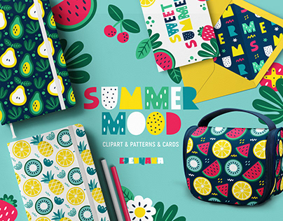 Summer Mood Patterns and Clipart