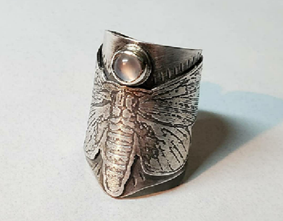 Etched Moth Ring
