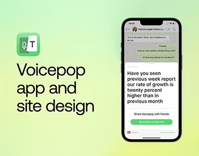 Voicepop app design, web design