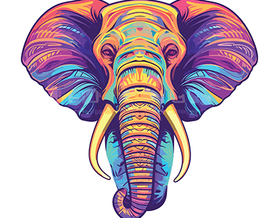 Elephant Head Colorful Watercolor