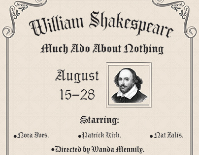 William Shakespeare, Much Ado About Nothing poster copy