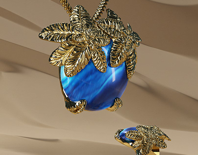 Golden Set "Tropical Paradise". Sculptural Jewelry.