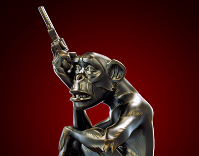 Mike Mignola Monkey With a Gun Statue
