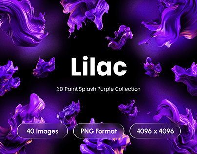 Lilac - 3D Paint Splash Purple Liquid Shapes Collection