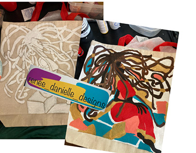 Sheila - handpainted Afrocentric tote bag