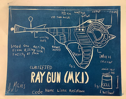 Ray Gun Relief Print