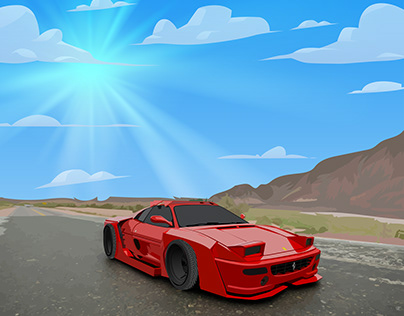 Ferrari 250 GTO & Beautiful background Illustration