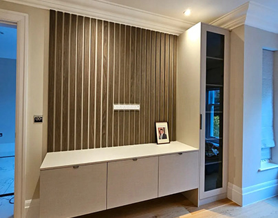 London's Beige Textured Wall-Mounted Small TV Unit