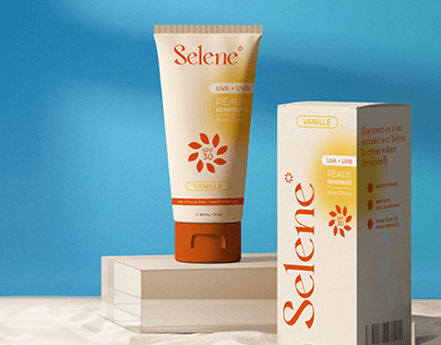 Brand identity, Packagings • Selene, sunscreen brand