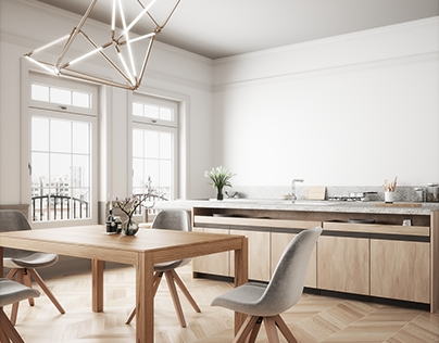 Scandinavian Livingroom/Dining room - 3ds Max, Fstorm