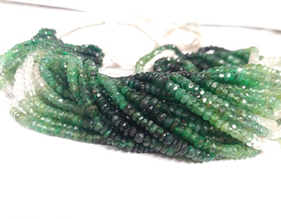 Natural Emerald Shaded Faceted Rondelle Gemstone Bead