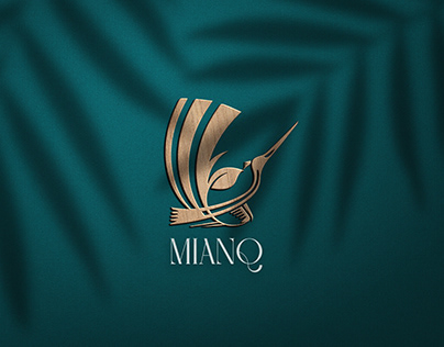 Logo trà Mianq (chim lạc + lá trà )
