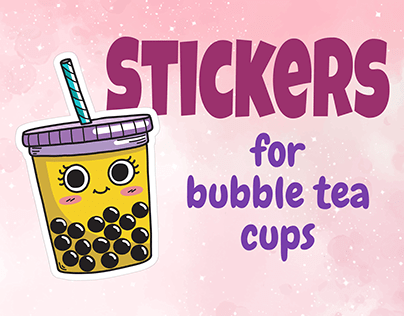 Cute stickers for bubble tea cups