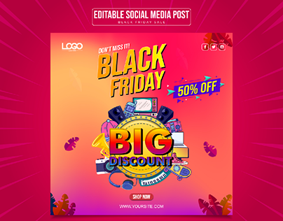 Black Friday Sale Social Media Post Design Template