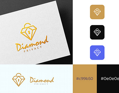 Diamond lock logo design. Cyber security logo