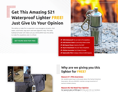 Waterproof Lighter Sales Page