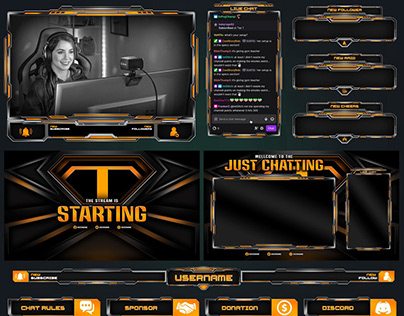 Animated Laser Just Chatting Twitch Overlay With Chat Box and 