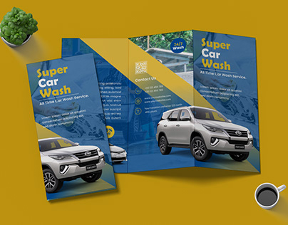 Tri-fold Brochure Design For Car Wash Service