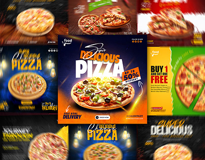 Fast food pizza social media post design