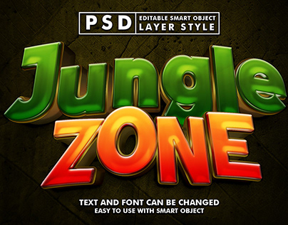 3d realistic jungle text effect psd smart object