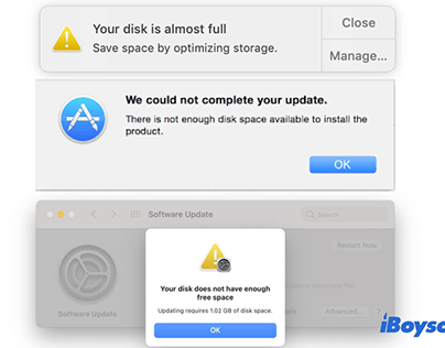 Mac says the disk space is not enough