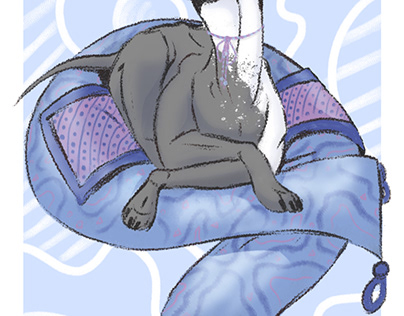 Little greyhound on a pillow