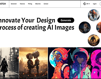 Landing page for generating images using AI