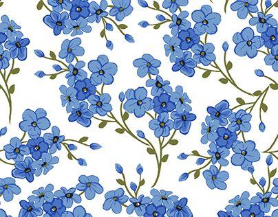 forget me not blooming flower print for summer textile