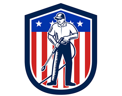 American Pressure Washing USA Flag Shield Retro