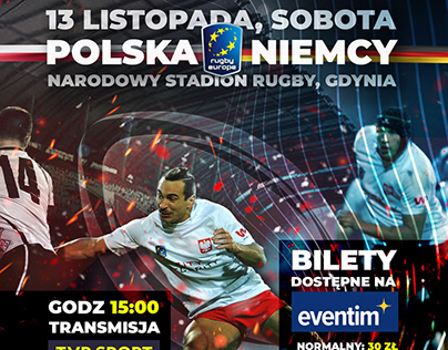 Oficjalny plakat na mecz Polska vs Niemcy w Rugby