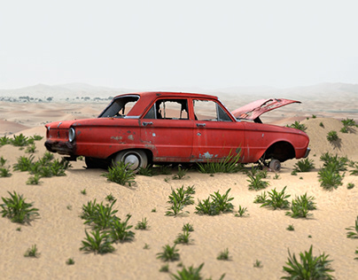 Abandoned Car on Desert