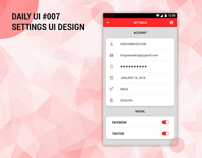 Daily UI - Day 007 - Settings UI Design