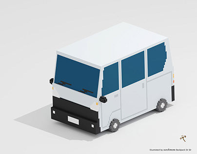 Asian transportation white mini van