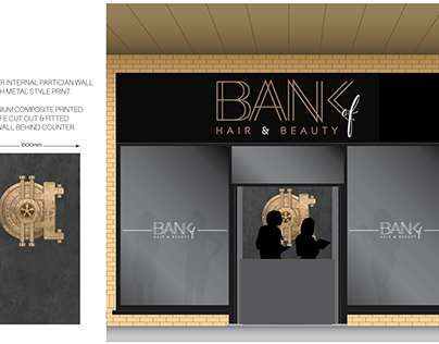 Bank of Hair & Beauty. Interior & Exterior Signage