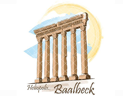 Baalbeck ruins and skyline illustrations