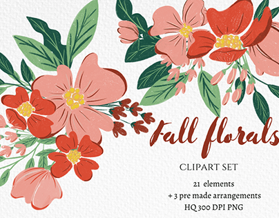 Han painted fall florals clipart