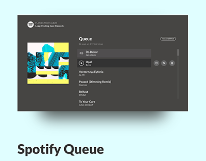 Spotify Queue design for TV/Playstation