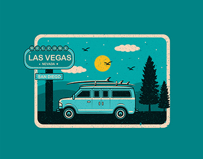 FREE DOWNLOAD Las Vegas Bus Vacation Illustration