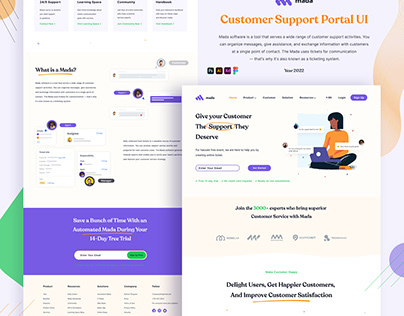 Customer Support Portal UI Landing Page Design UI KIT
