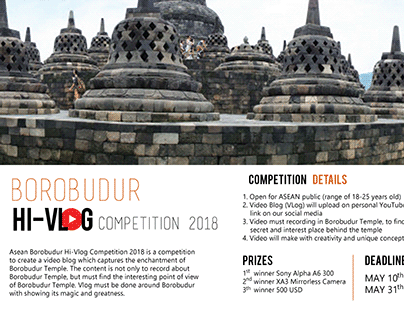 Desain Brosur ASEAN Borobudur Hi-Vlog Competition 2018