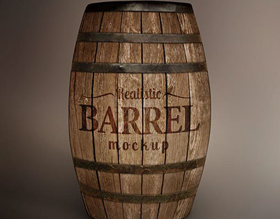 Free Wooden Barrel MockUp