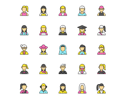 Colored Female Occupation Icons