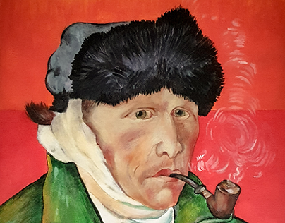 Autoritratto con pipa (copia da Van Gogh)